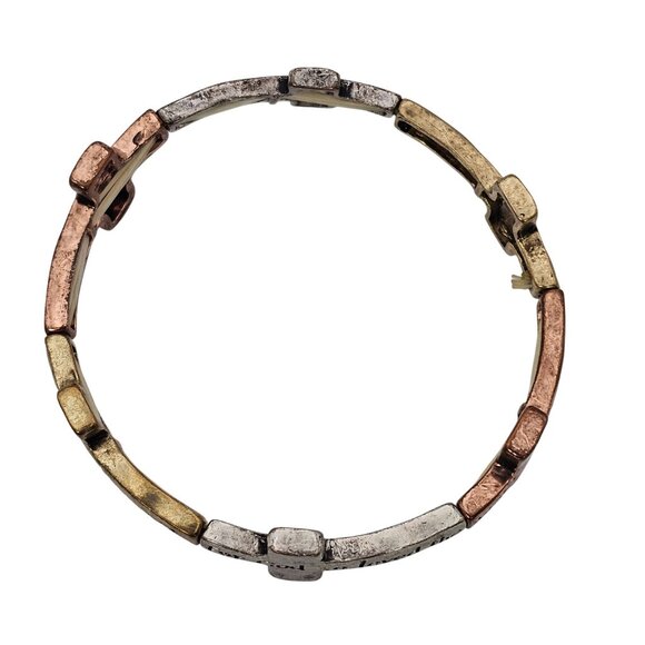 Inspirational Cross Bracelet Bible Verse In Tri-Color Gold  Metal Stretch Faith - Picture 9 of 14